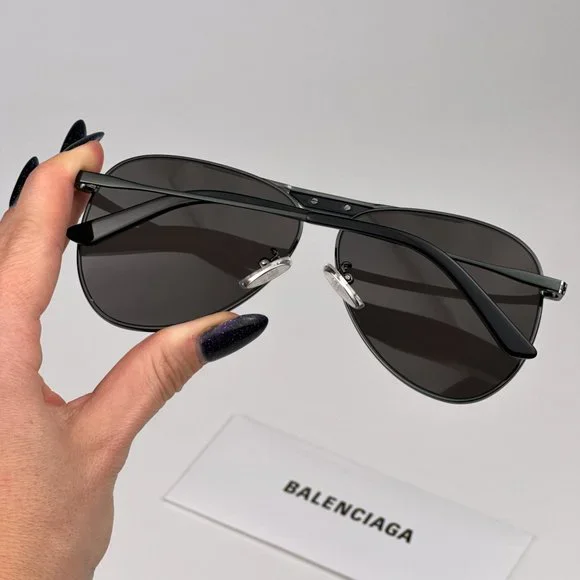 Balenciaga BB0244S 001 BRAND NEW Sunglasses Gray Pilot Unisex BB 0244S